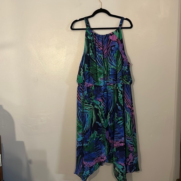 Lane Bryant Sleeveless Tropical jagged hem chiffon Dress size 22/24 - Picture 2 of 6